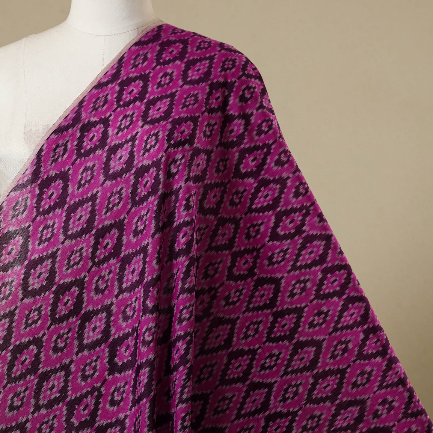 Purple - handloom mercerised cotton pochampally ikat fabric