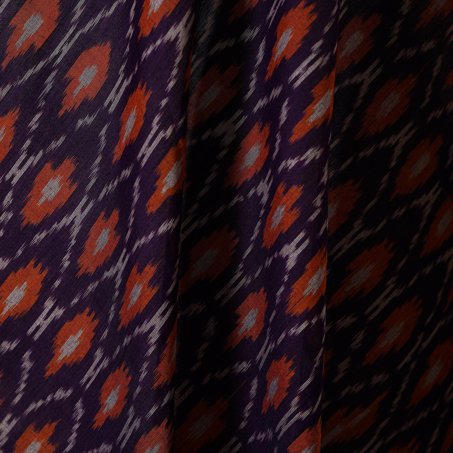 Purple - handloom mercerised cotton pochampally ikat fabric