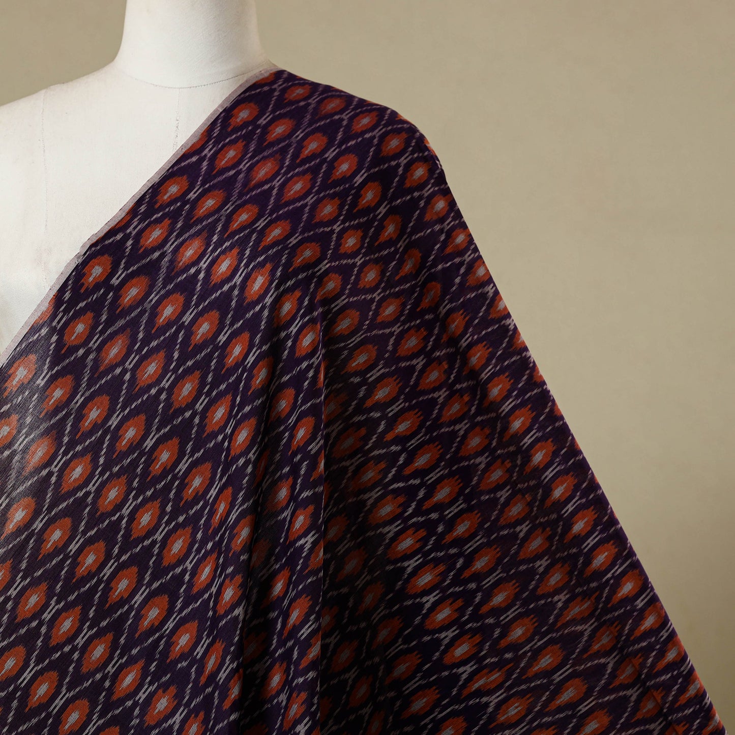 Purple - handloom mercerised cotton pochampally ikat fabric