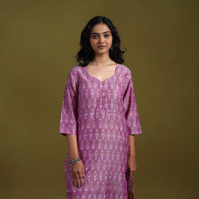 Handloom mercerised cotton straight pochampally ikat kurta
