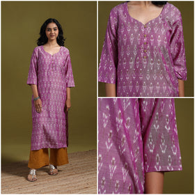 Handloom mercerised cotton straight pochampally ikat kurta