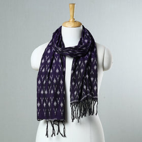 Purple - Handloom Mercerized Cotton Pochampally Ikat Stole 37