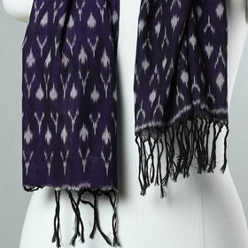 Purple - Handloom Mercerized Cotton Pochampally Ikat Stole 37
