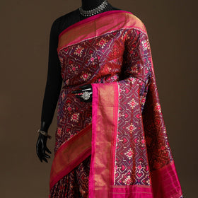 Handloom mulberry silk patola ikat pochampally saree 07