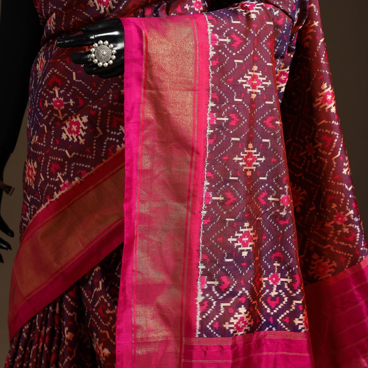 Handloom mulberry silk patola ikat pochampally saree 07