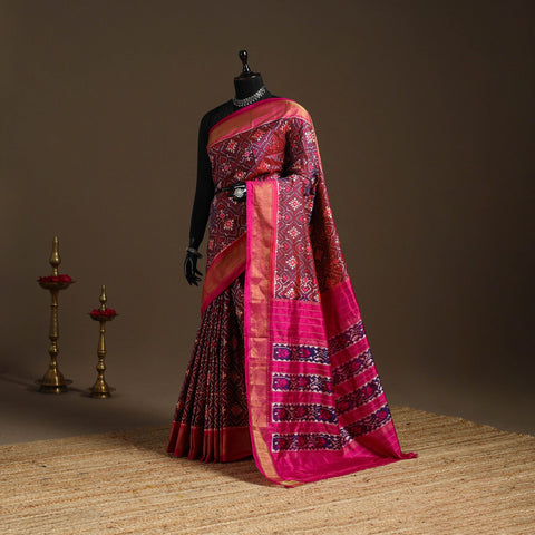 Handloom mulberry silk patola ikat pochampally saree 07