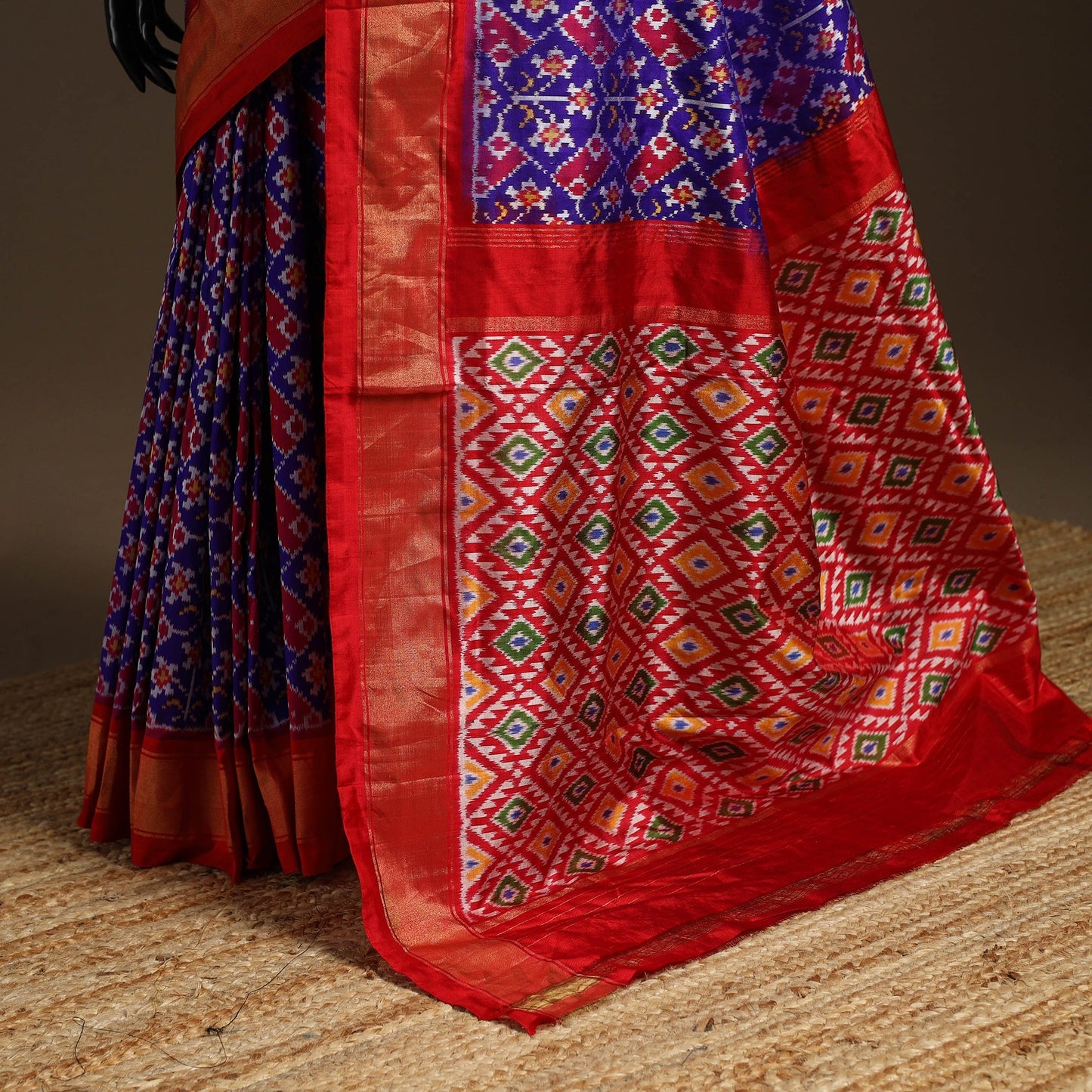 Handloom mulberry silk patola ikat pochampally saree 15