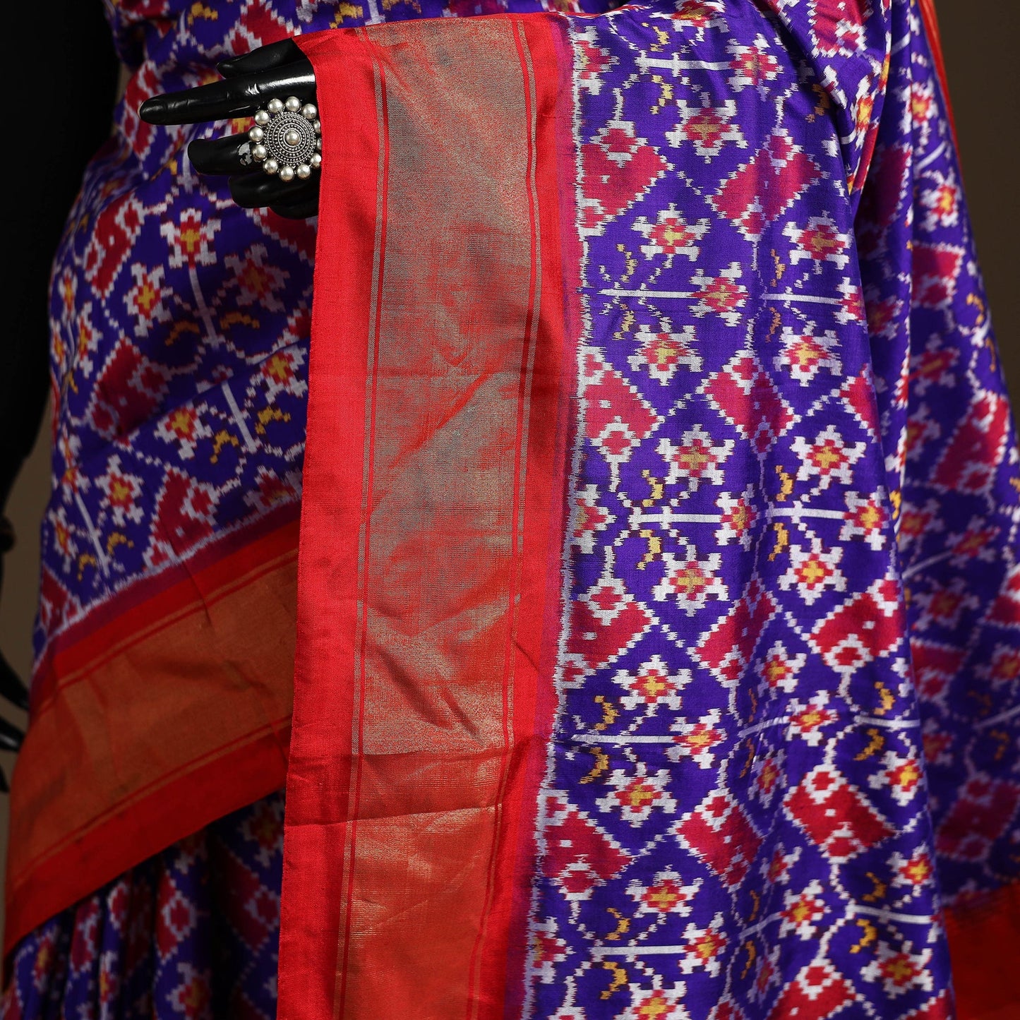 Handloom mulberry silk patola ikat pochampally saree 15
