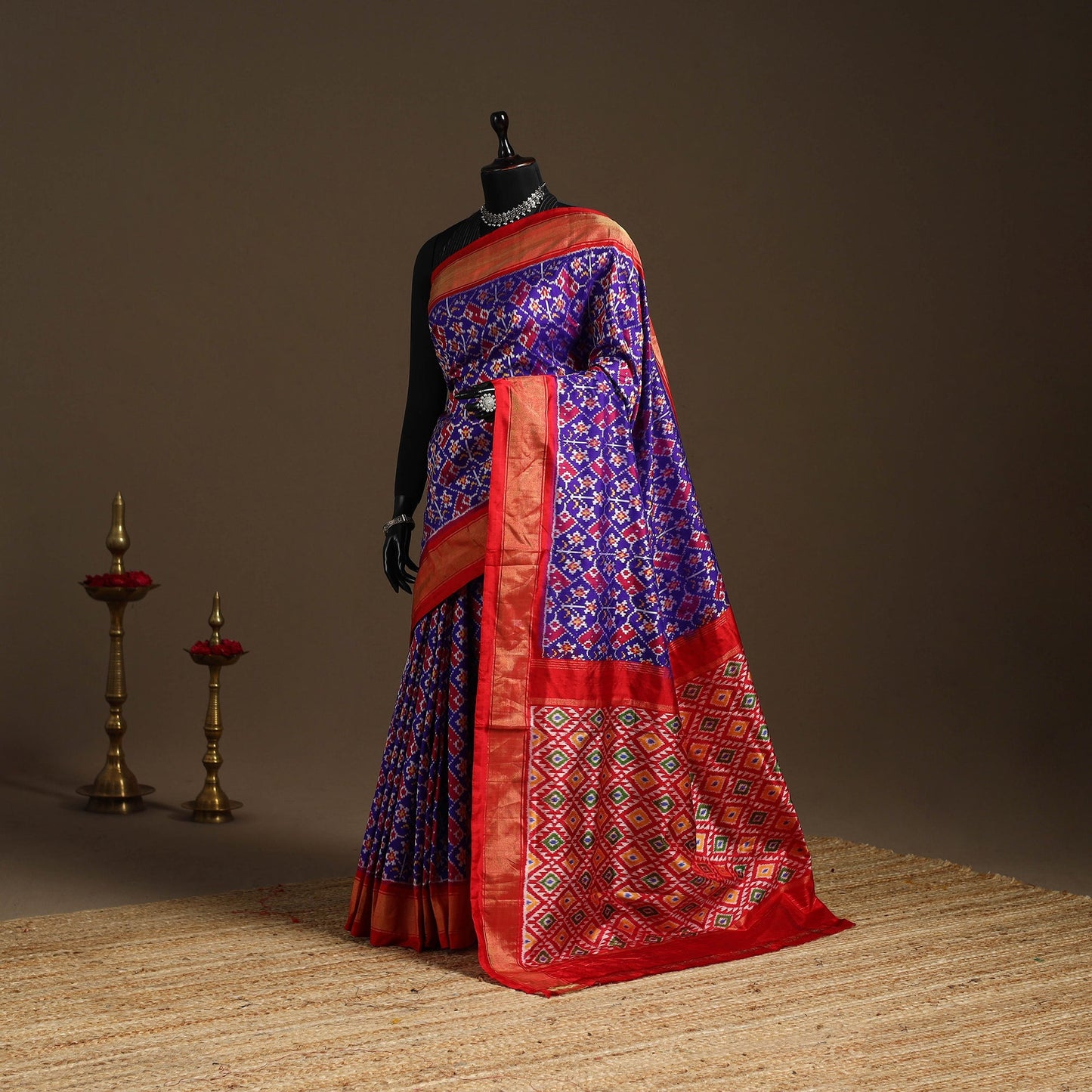 Handloom mulberry silk patola ikat pochampally saree 15