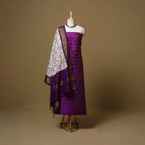 Purple - handloom mulberry silk pochampally ikat 2pc