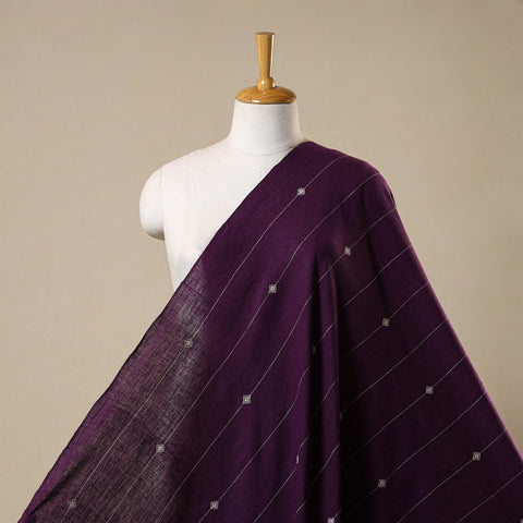 Purple - handloom organic buti kala cotton fabric 04