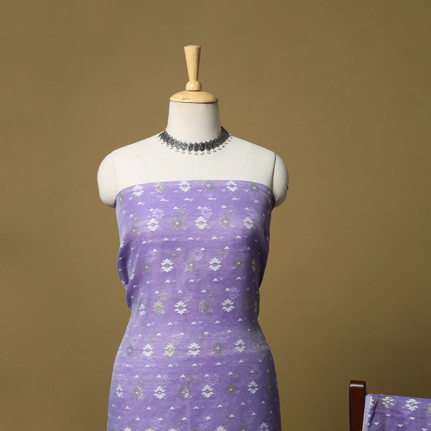 Purple - handloom phulia jamdani silk cotton 2pc unstitched