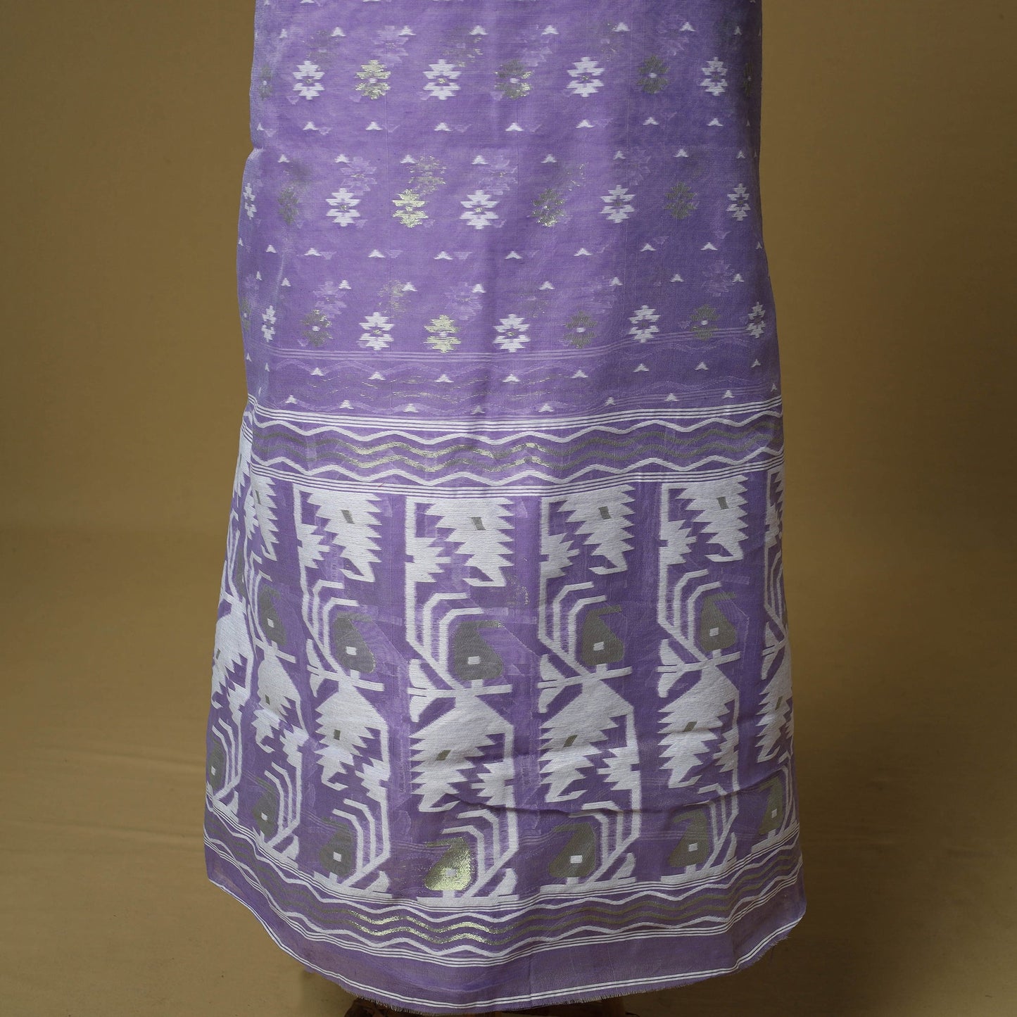 Purple - handloom phulia jamdani silk cotton 2pc unstitched