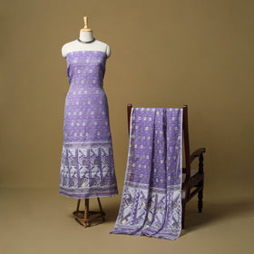Purple - handloom phulia jamdani silk cotton 2pc unstitched
