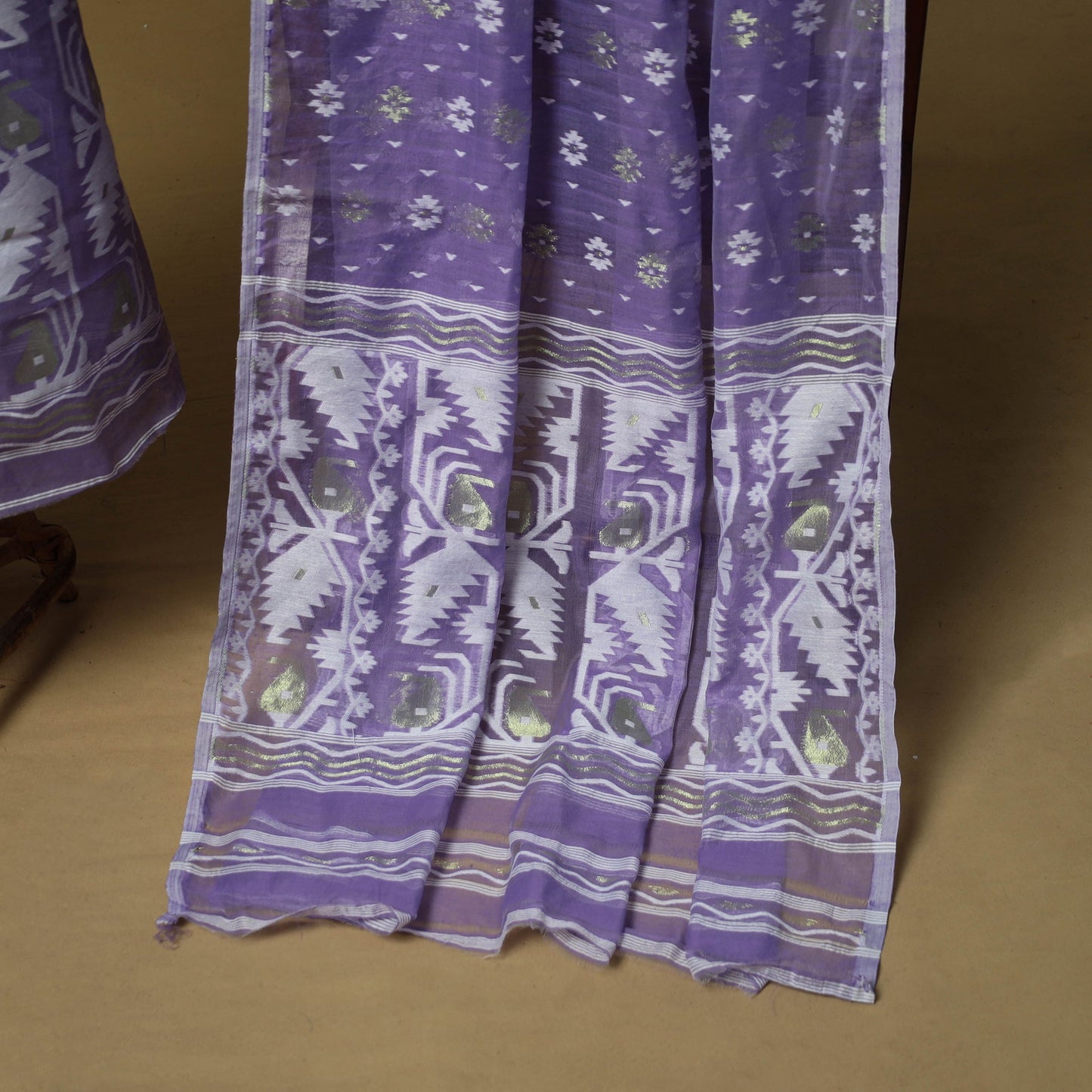Purple - handloom phulia jamdani silk cotton 2pc unstitched