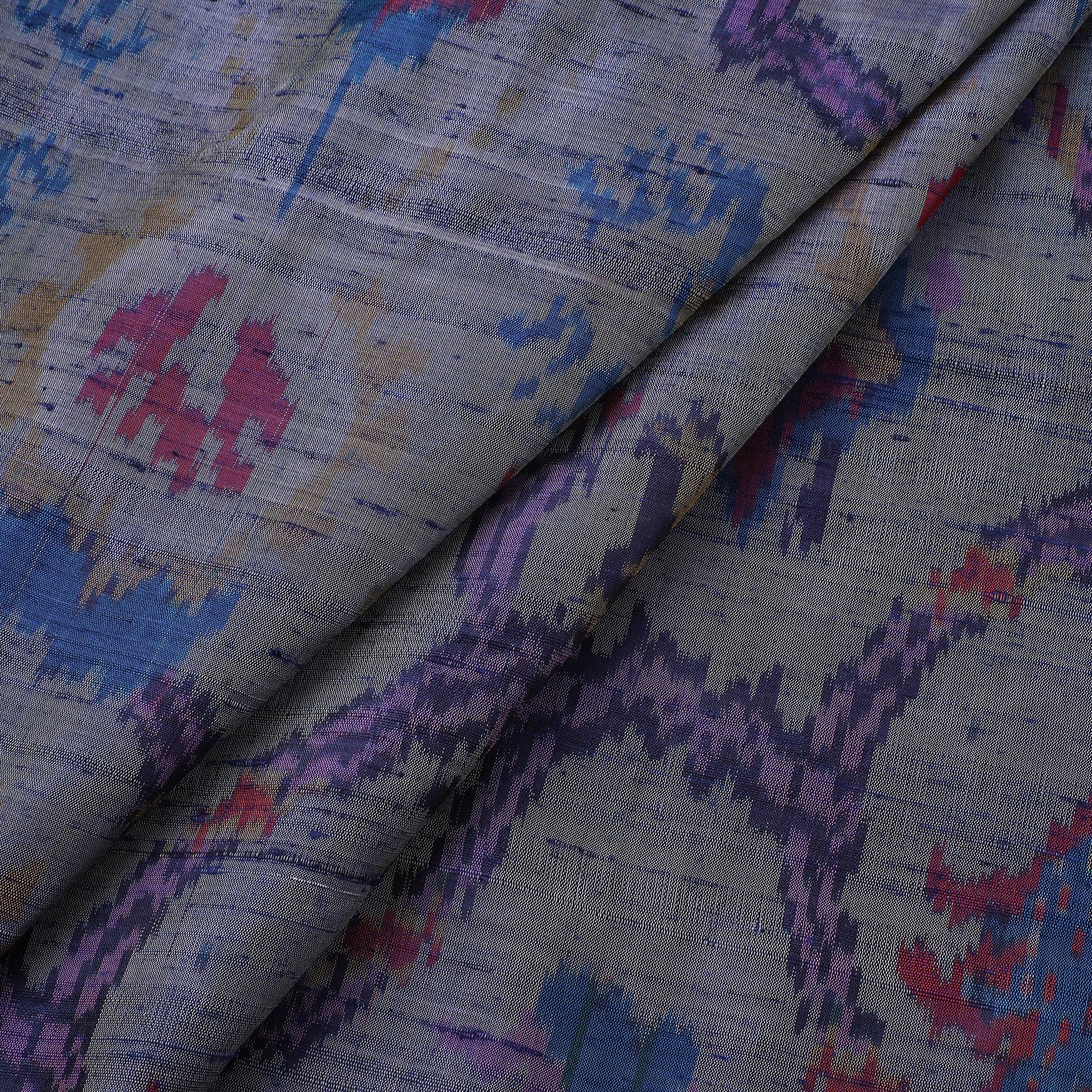 Handloom raw silk pochampally ikat fabric 04 - handcrafted