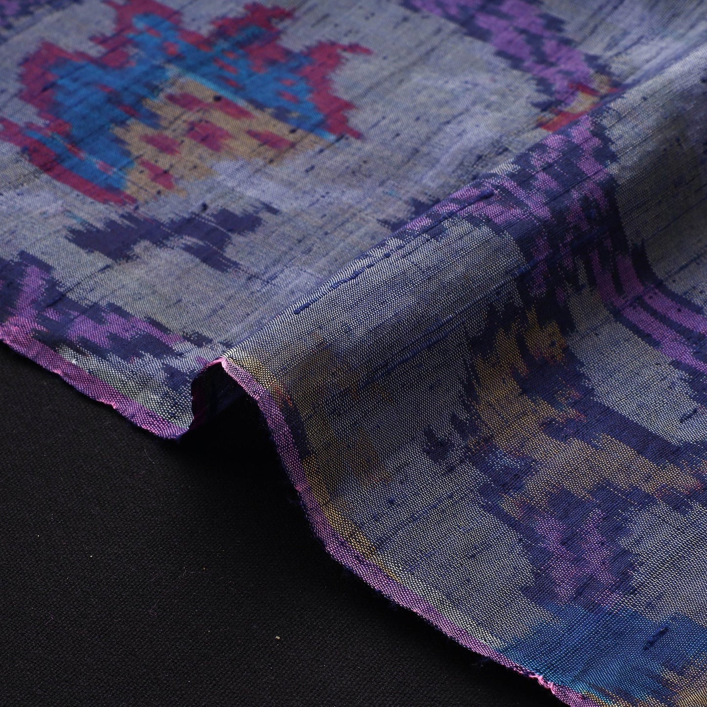 Handloom raw silk pochampally ikat fabric 04 - handcrafted