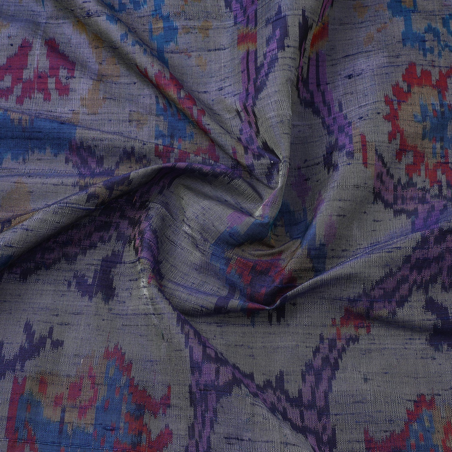 Handloom raw silk pochampally ikat fabric 04 - handcrafted