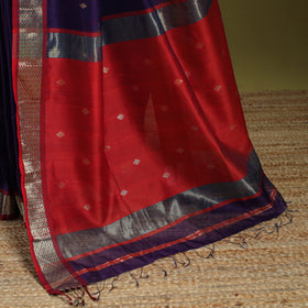 Purple - handloom silk cotton buti maheshwari saree
