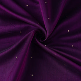 Purple Handloom Silk Cotton Zari Buti Chanderi Fabric