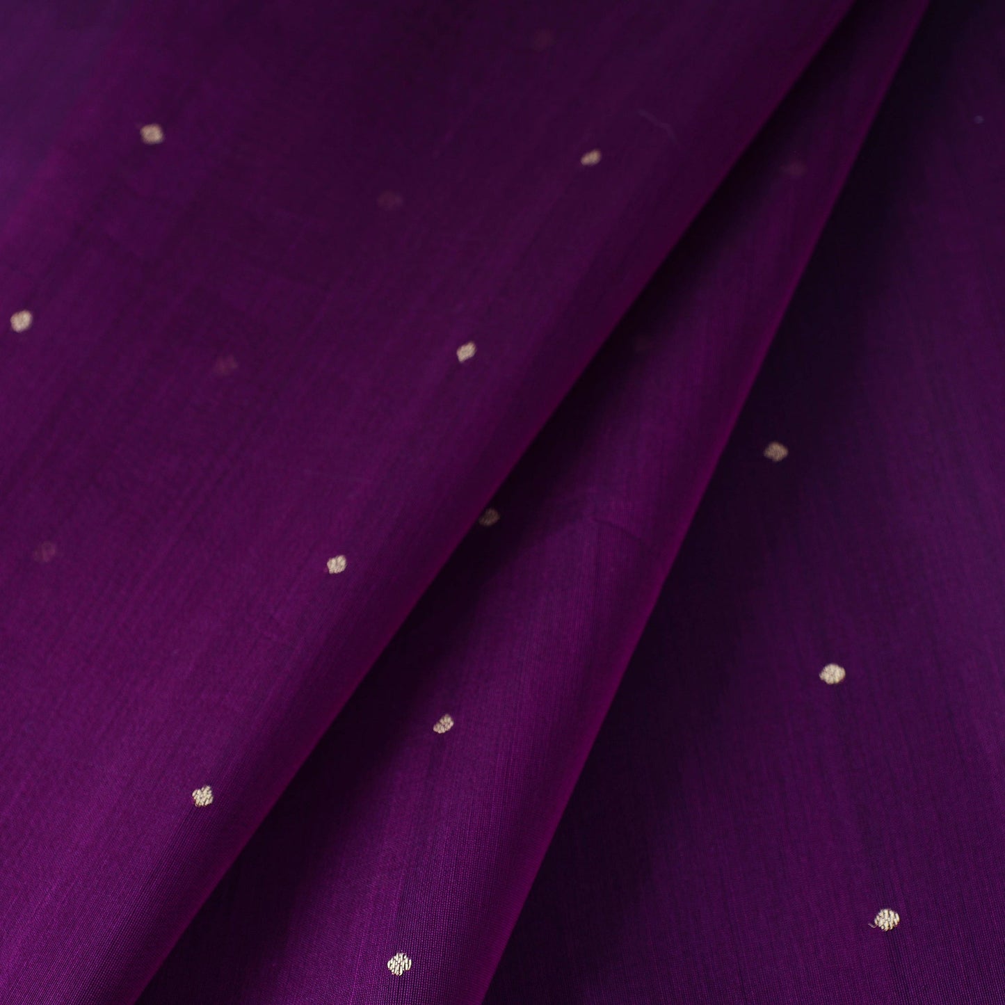 Purple Handloom Silk Cotton Zari Buti Chanderi Fabric
