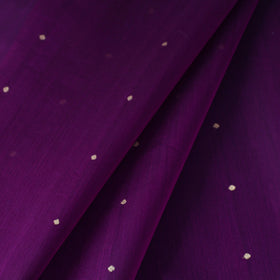 Purple Handloom Silk Cotton Zari Buti Chanderi Fabric