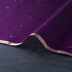 Purple Handloom Silk Cotton Zari Buti Chanderi Fabric