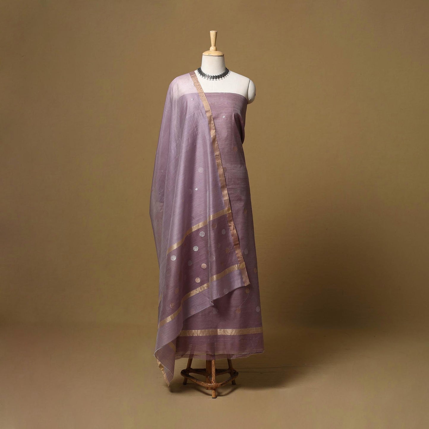 Handloom zari buti chanderi silk 2pc unstitched dress