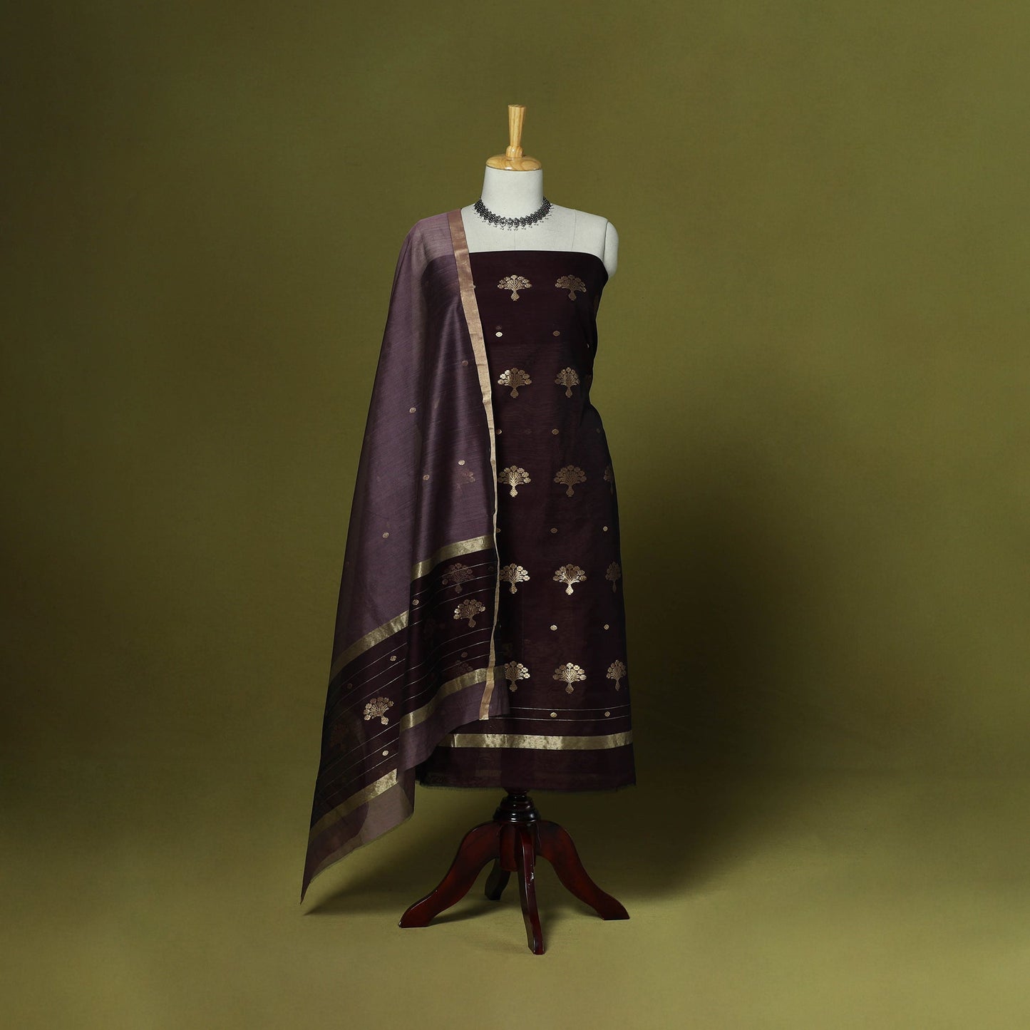 Handloom zari buti chanderi silk 2pc unstitched dress