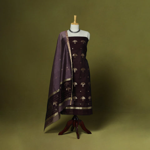 Handloom zari buti chanderi silk 2pc unstitched dress