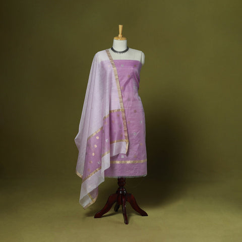 Handloom zari buti chanderi silk 2pc unstitched dress