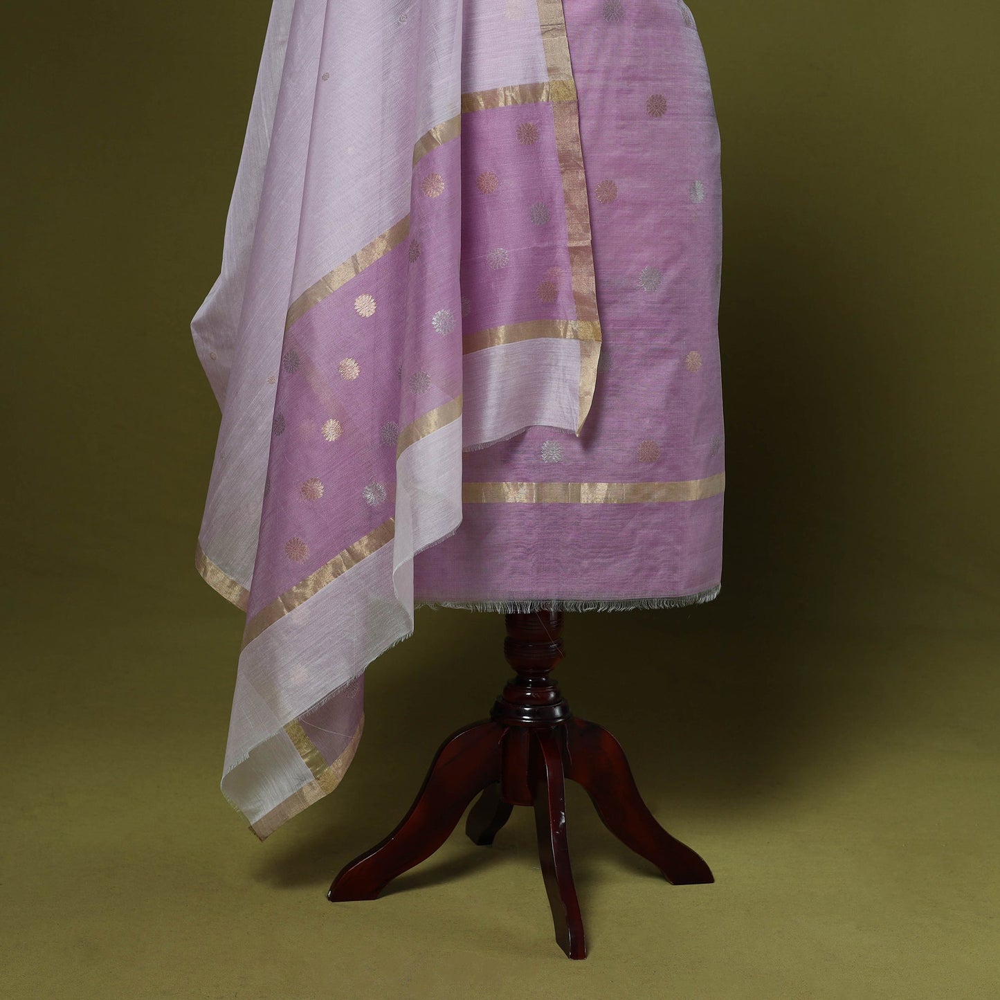 Handloom zari buti chanderi silk 2pc unstitched dress