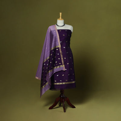 Handloom zari buti chanderi silk 2pc unstitched dress