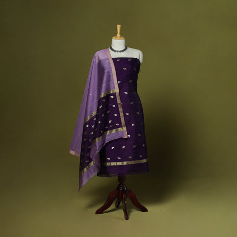 Handloom zari buti chanderi silk 2pc unstitched dress