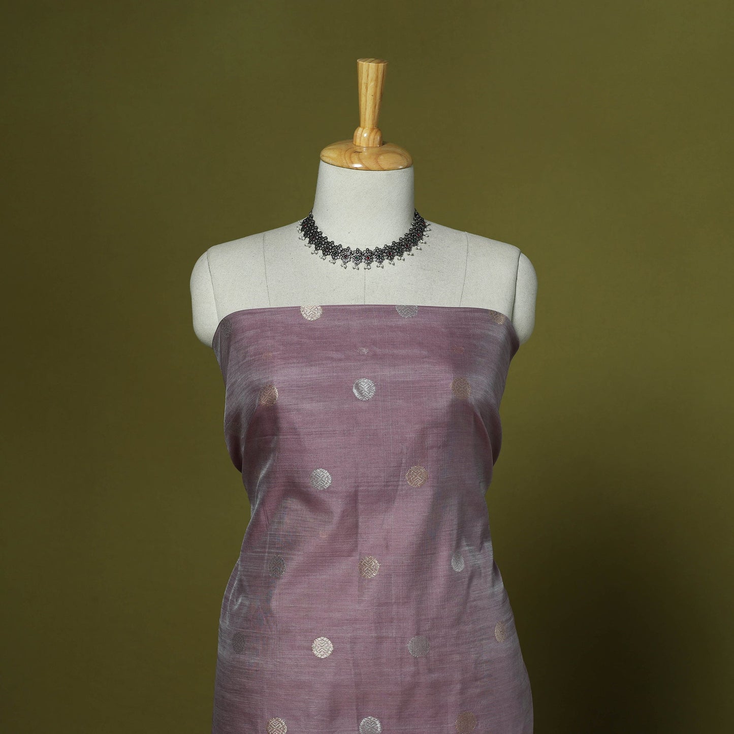 Handloom zari buti chanderi silk 2pc unstitched dress