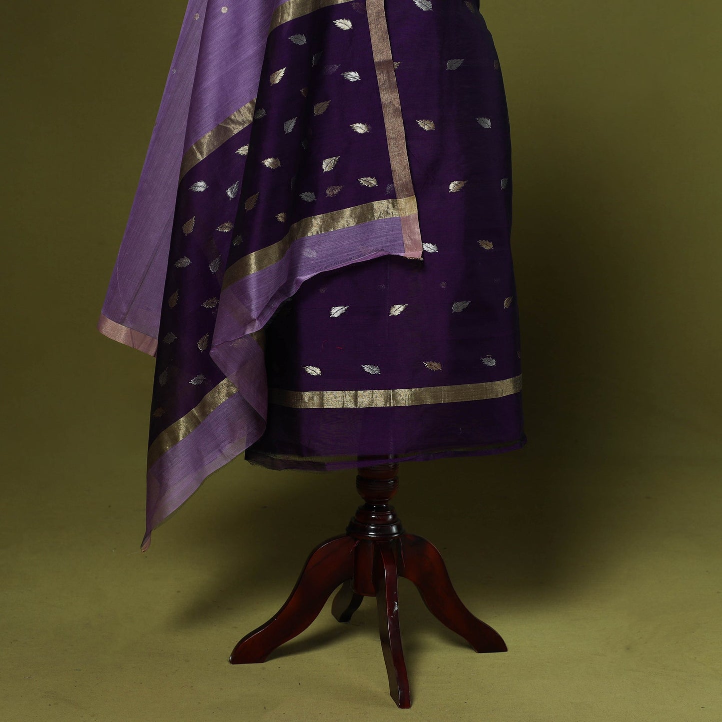 Handloom zari buti chanderi silk 2pc unstitched dress