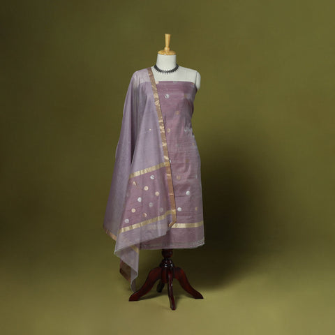 Handloom zari buti chanderi silk 2pc unstitched dress