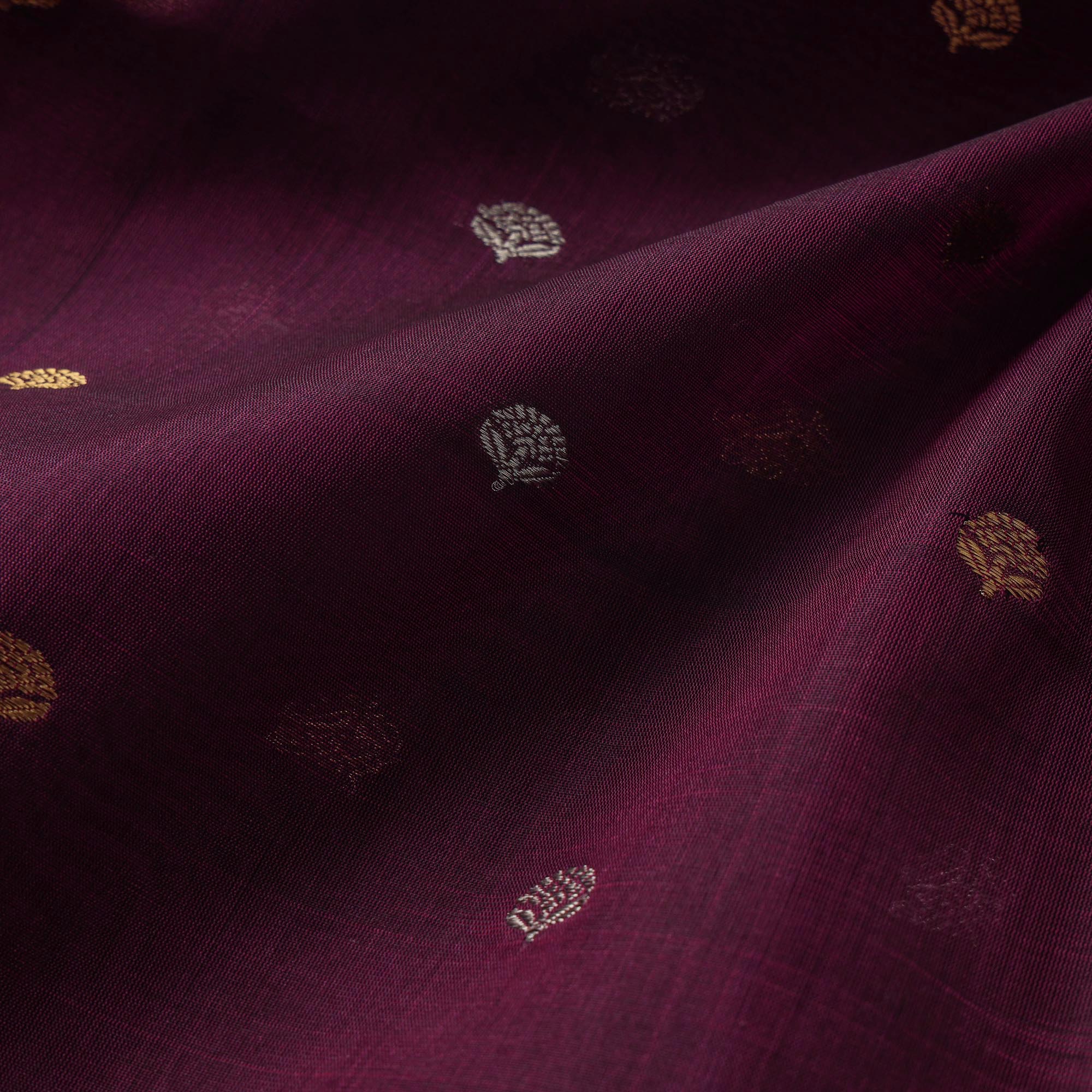 Buti Rug Mage Purple Handloom Zari Buti Pure Chanderi Silk Fabric