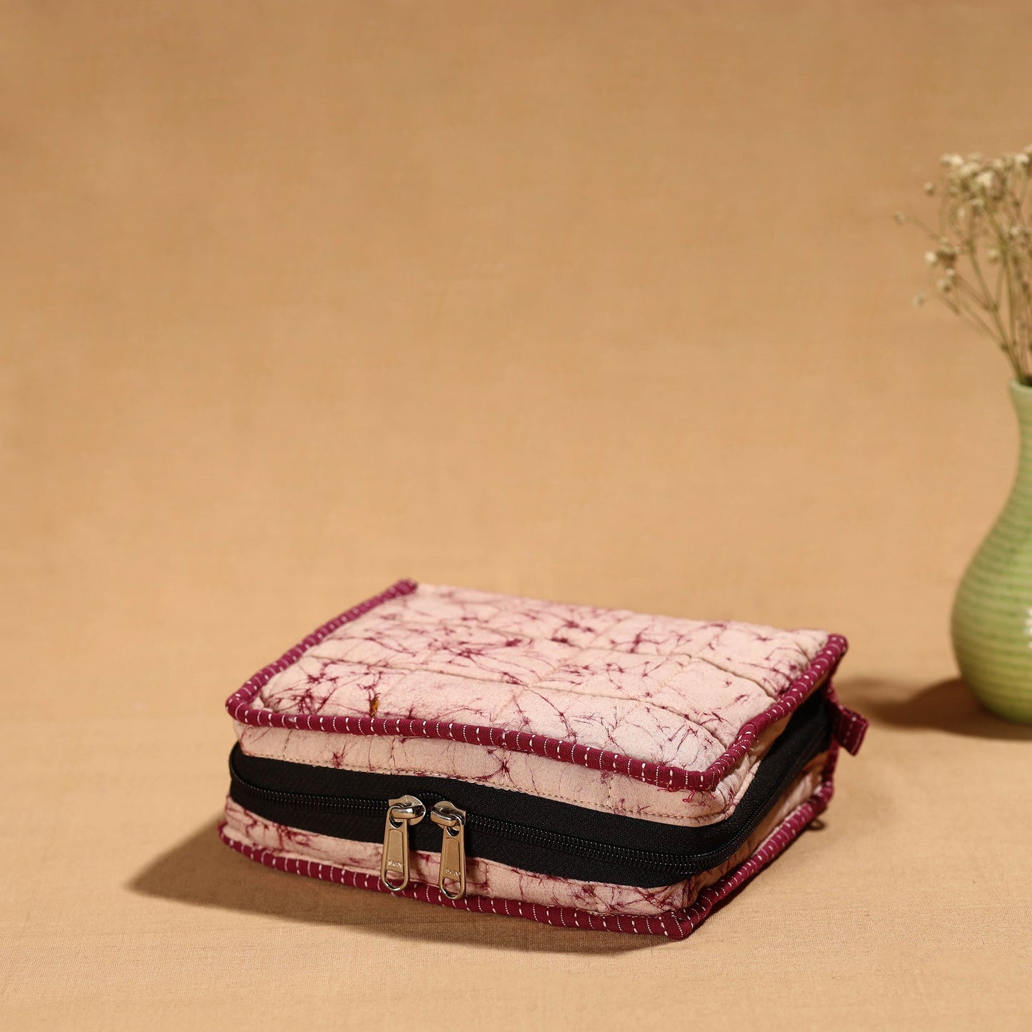 Purple Handmade Cotton Jewelry Bag - 4 Pockets | iTokri