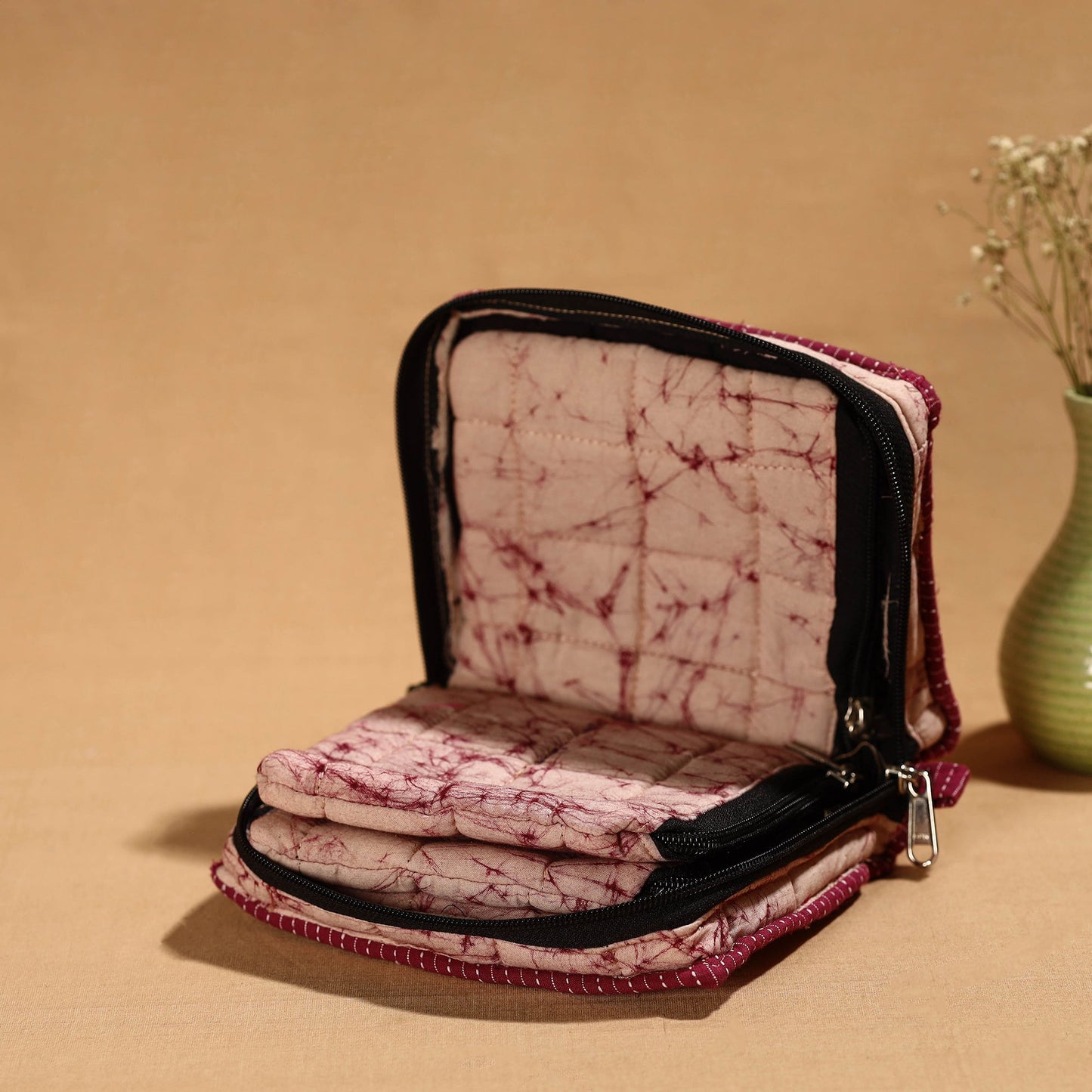 Purple Handmade Cotton Jewelry Bag - 4 Pockets | iTokri