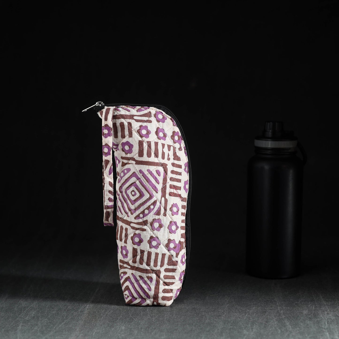 Purple Handmade Cotton 1L Water Bottle Cover