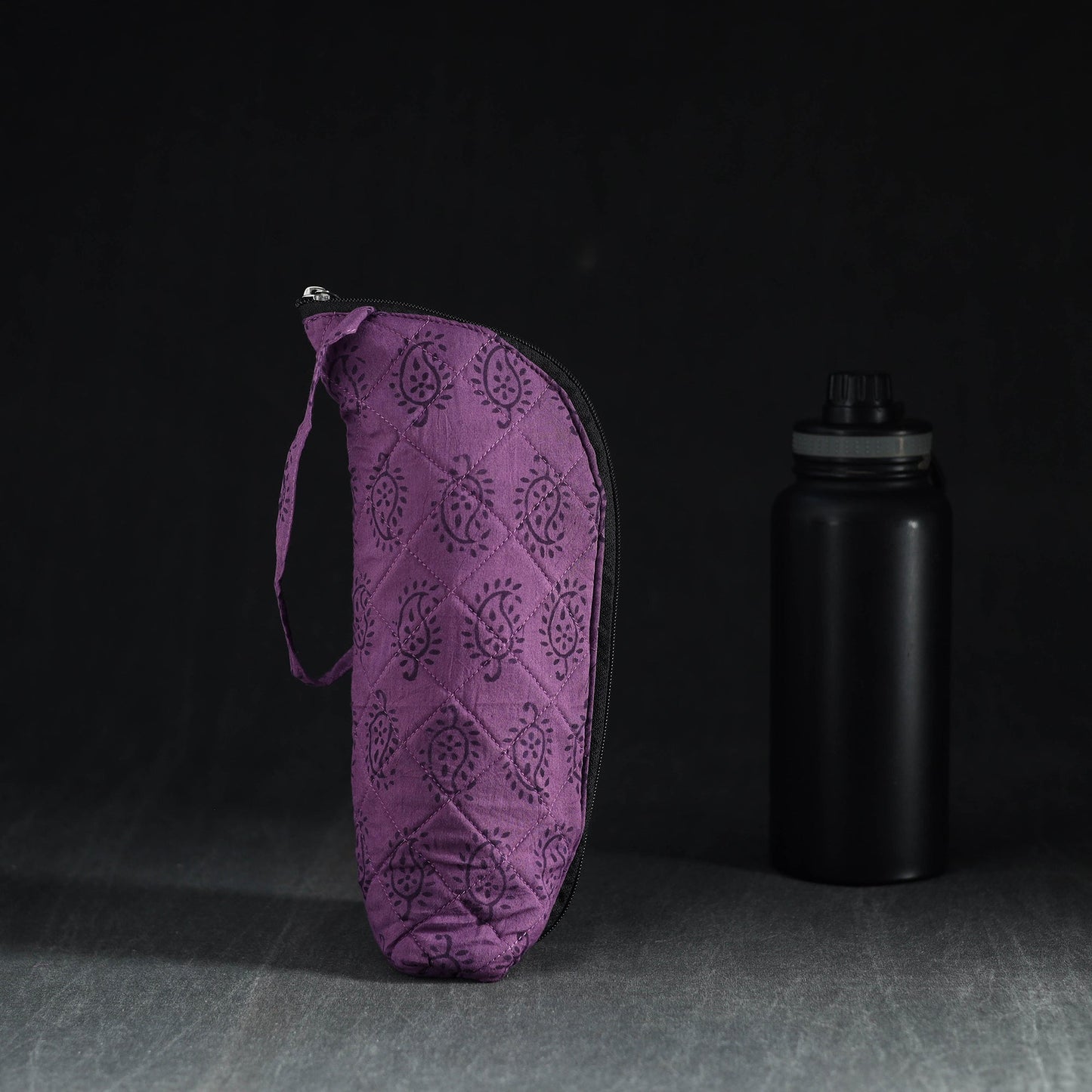 Purple Handmade Cotton 1L Water Bottle Cover