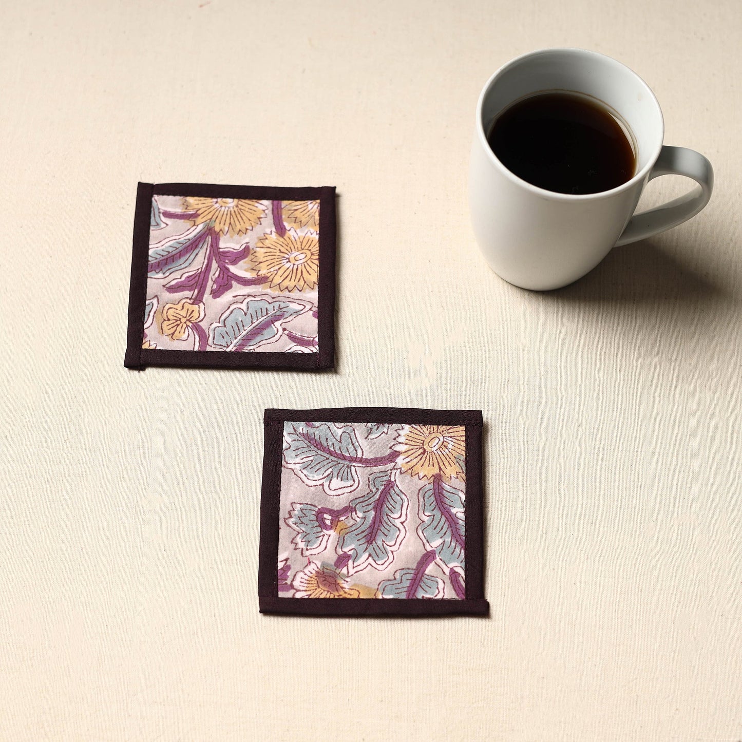 Purple Handmade Cotton Coasters (Set of 2)