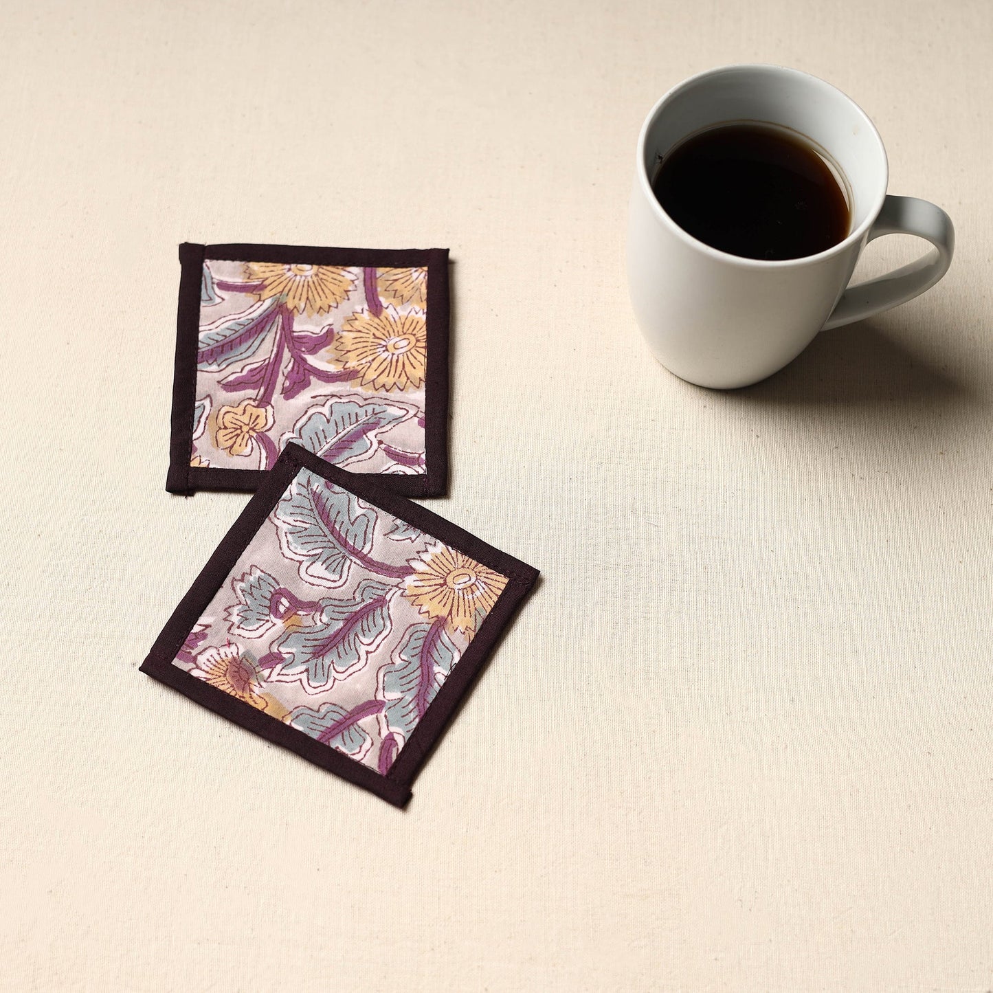 Purple Handmade Cotton Coasters (Set of 2)