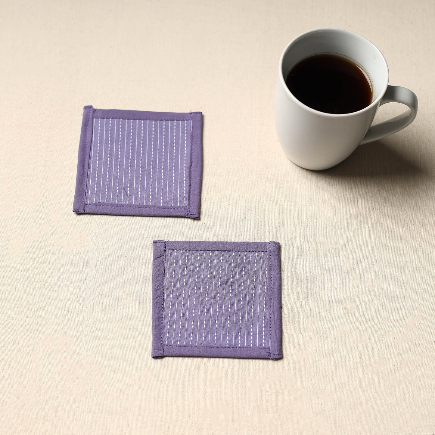 Purple Handmade Cotton Coasters (Set of 2)