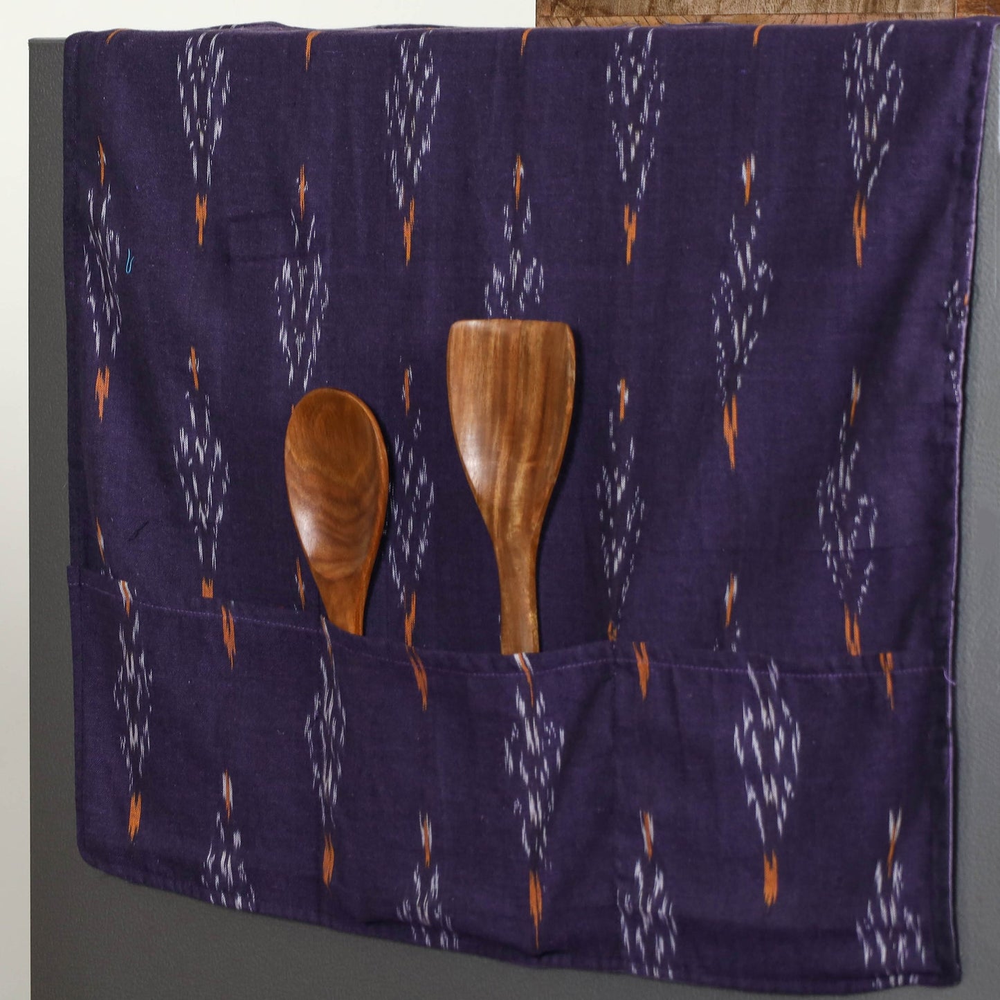 Handmade Cotton Purple Fridge Top Cover with Multiple Pockets