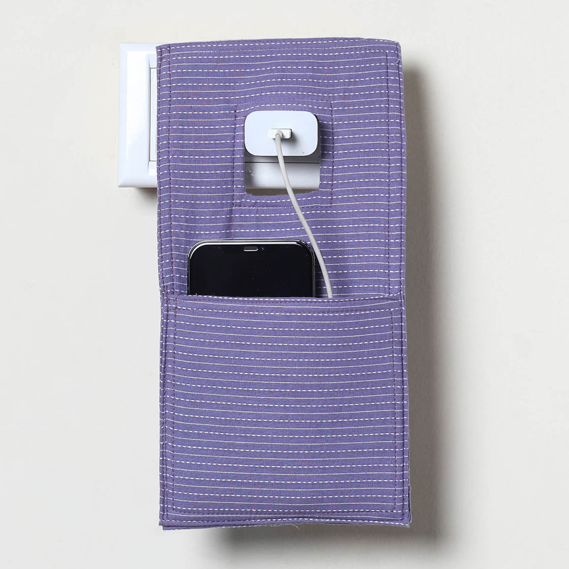Purple Handmade Cotton Mobile Charging Holder