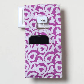 Purple Handmade Cotton Mobile Charging Holder
