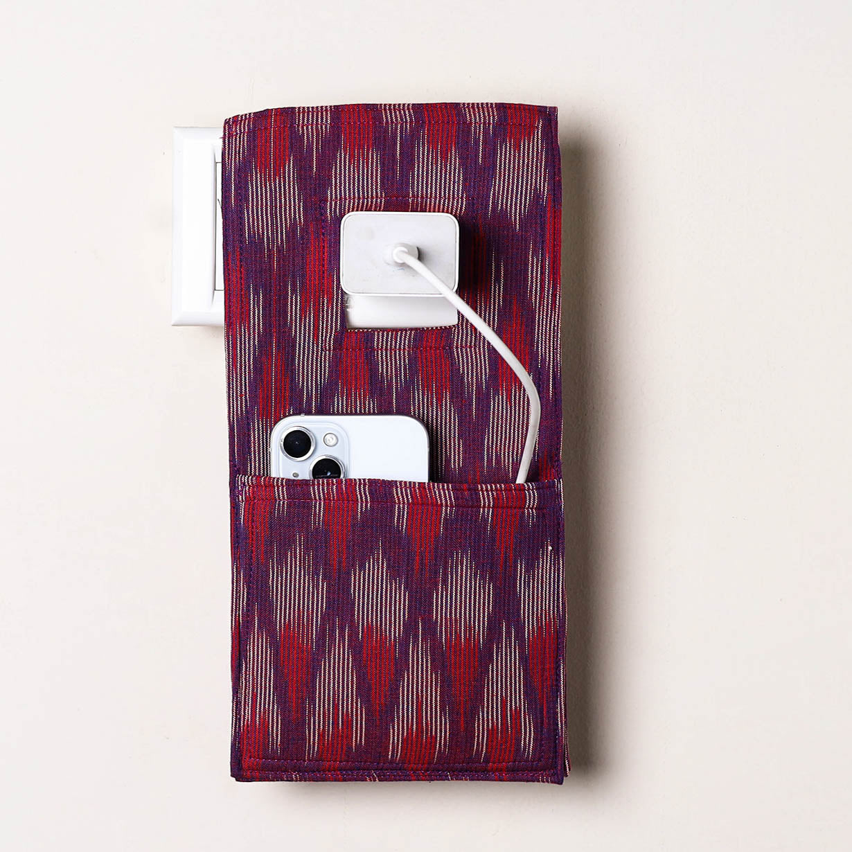 Purple Handmade Cotton Mobile Charging Holder