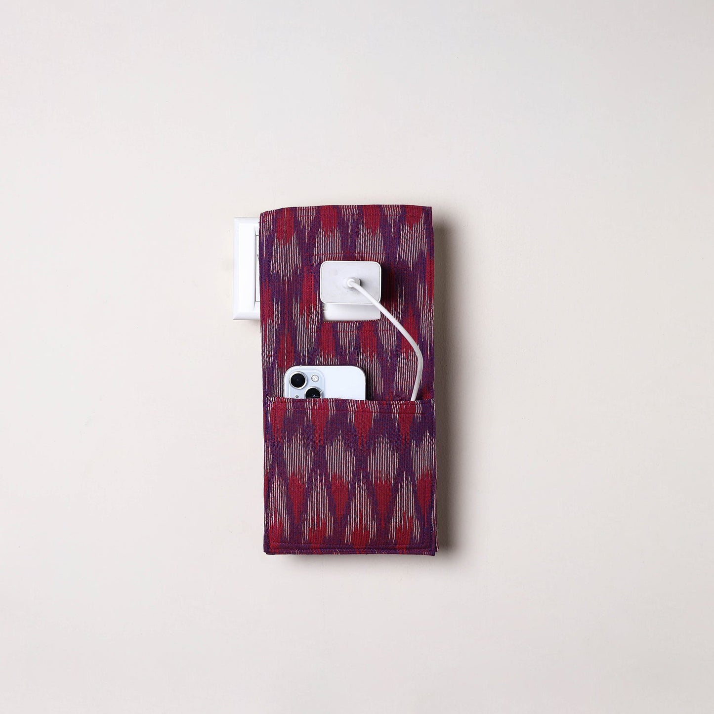 Purple Handmade Cotton Mobile Charging Holder